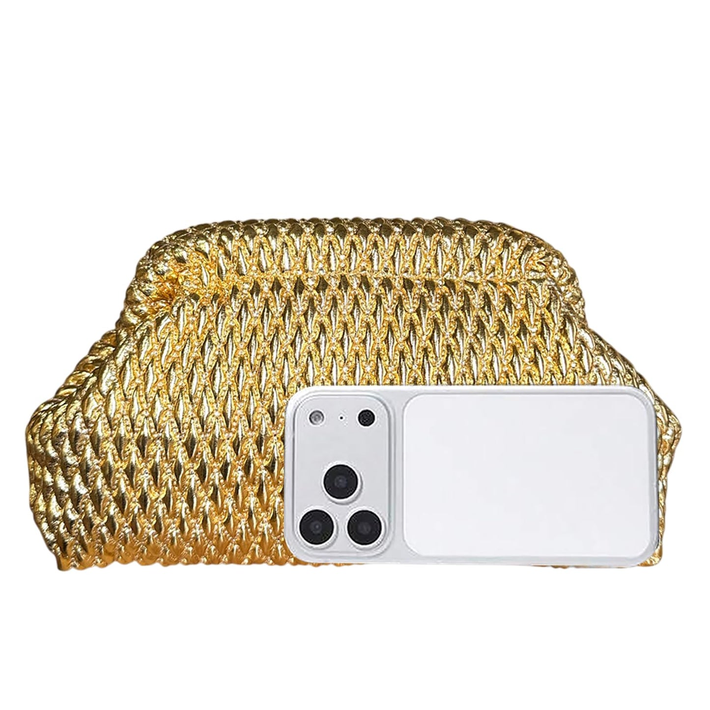 ENBEI Gold Clutch Purse for Women Handbags for Wedding, Prom, Party and Formal Events - Soft Foam Texture PU Leather Evening Bag with Metallic Clasp Closure