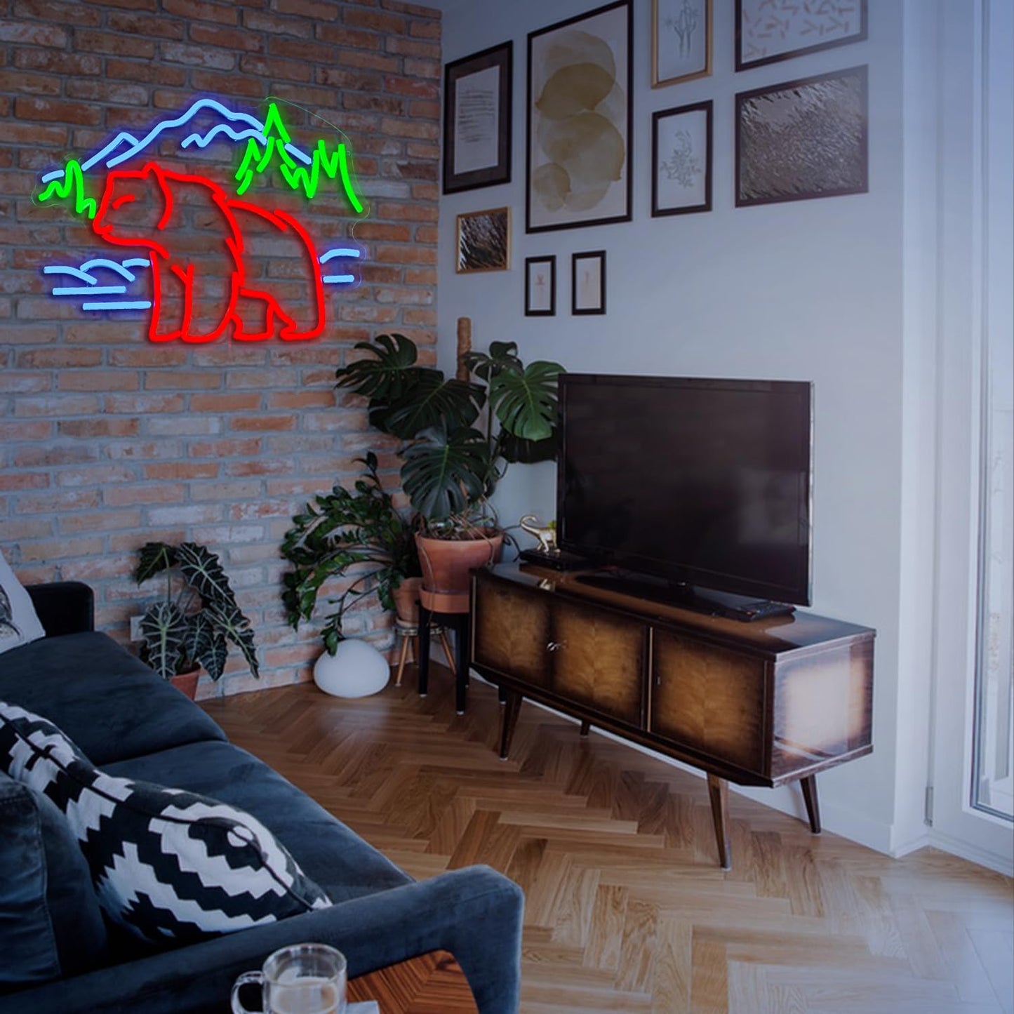 JLEWUINH Bear Neon Sign for Wall Decor Dimmable Mountain LED Neon Light Bear Mountains Neon Light Signs Powered by USB for Living Room Hotel Zoo Neon Decor(16.5”*12.6”)