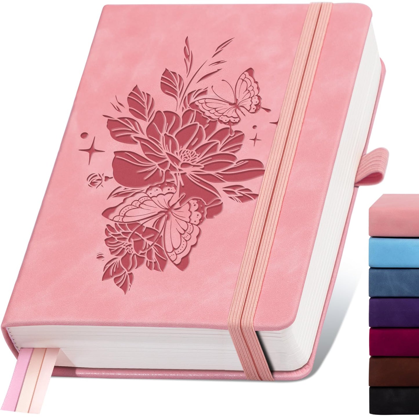 ALKALO Blank Journal Notebook 365 Pages, A5 Leather Sketch Book for Drawing Women & Men, Hardcover Notebook with 100GSM Thick Paper, Sketchbook for Travel, Work, School, Note Taking