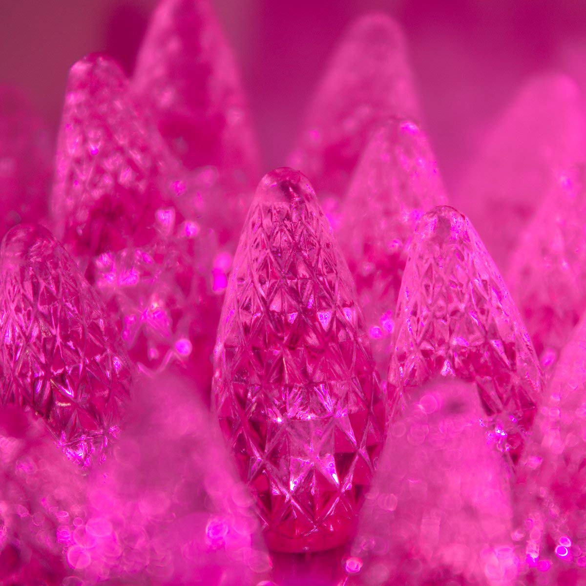 70 Pink C6 LED Christmas Lights, 24 ft Indoor/Outdoor Commercial Grade String on Green Wire, Perfect for Valentine’s Day Lighting