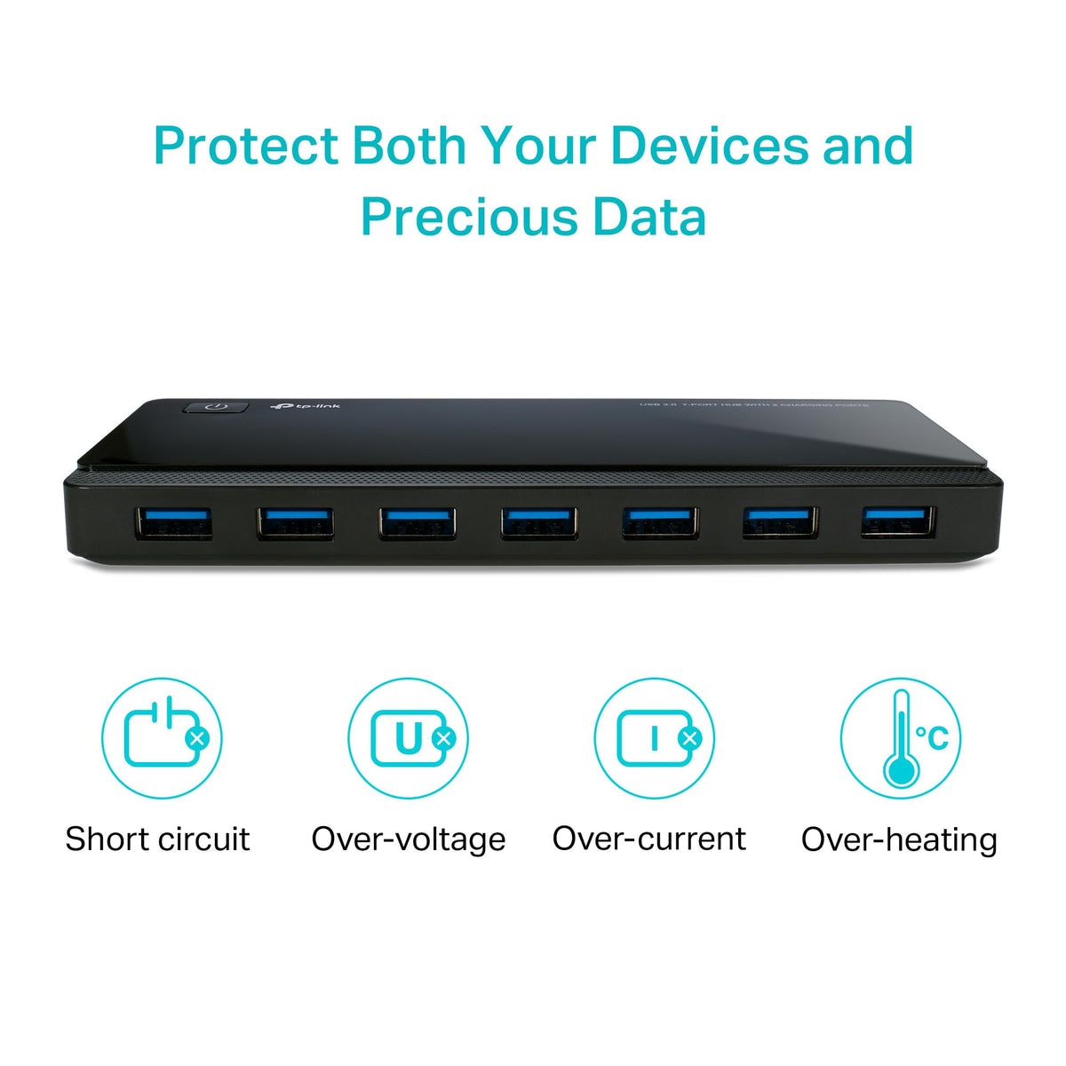 TP-Link Powered USB Hub 3.0 with 7 USB 3.0 Data Ports and 2 Smart Charging USB Ports. Compatible with Windows, Mac, Chrome & Linux OS, with Power On/Off Button, 12V/4A Power Adapter(UH720)