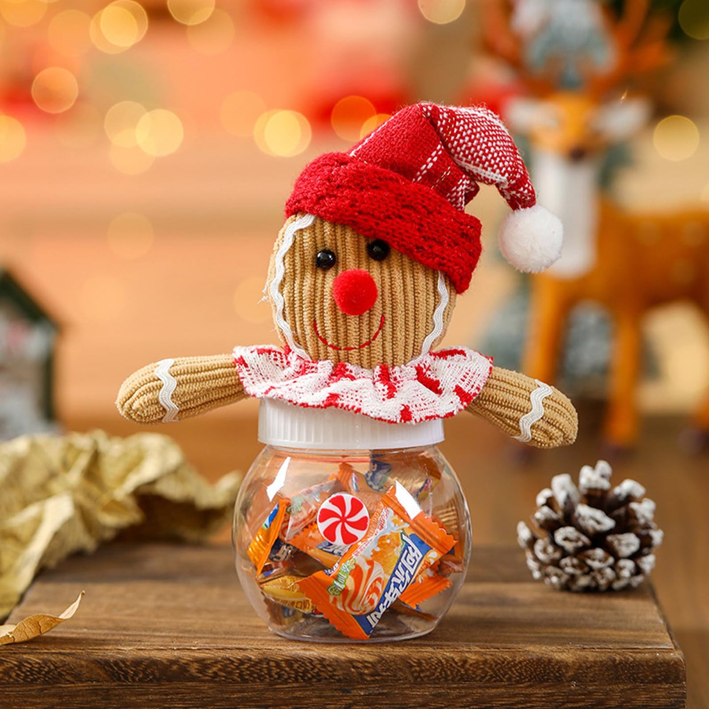 BLESOUYI Christmas Candy Jars Gingerbread Men Jars Decorative Jars for Candies and Cookies 2 Set Xmas Jars for Winter Holiday Parties Art Decoration Gift for Kids