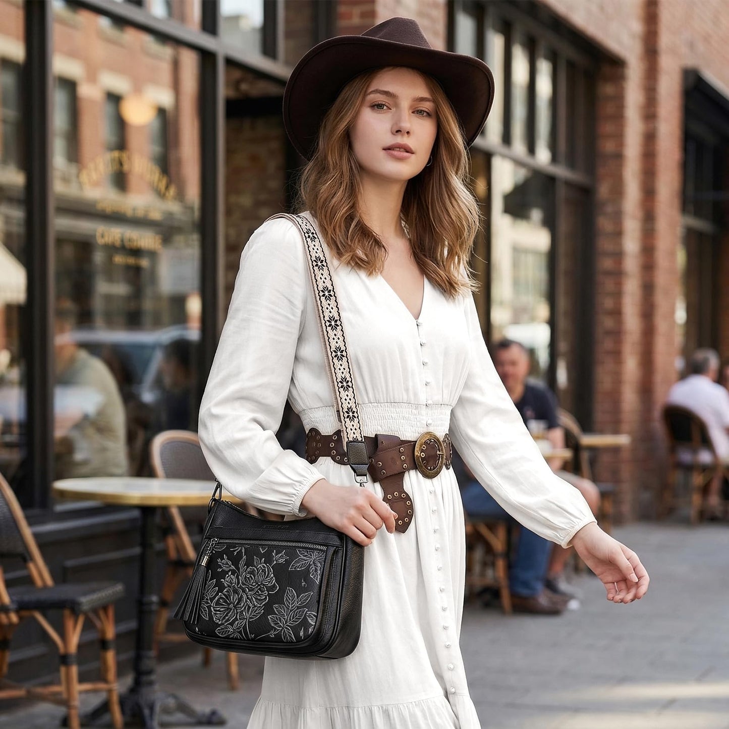 Crossbody Bags for Women, Purple Vegan Leather Medium Crossbody Purse, Spacious Daily Travel Shoulder Bag with Boho Strap