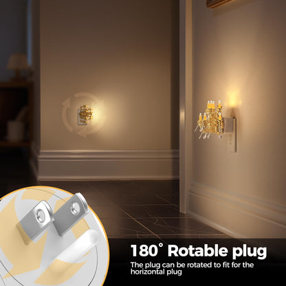 Briignite Flameless Candle Night Lights, Amber Plug-in 2 Pack, LED Candle with Light Sensor, 0-100LM Dimmable, Kids Hallway Bathroom Nightlight