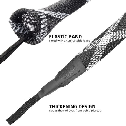 SF Standard Casting Fishing Rod Sock Fishing Rod Sleeve Rod Cover Braided Mesh Rod Protector Pole Gloves Fishing Tools White-Black-2PCS Fit Casting Rod 6-1/2FT to 7-1/2FT