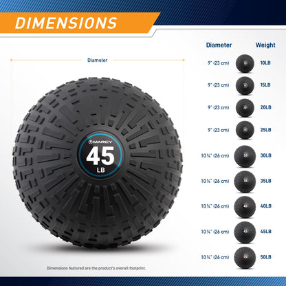 Marcy 35 lb Slam Ball Dead Weight, Sand-Filled Medicine Ball with Durable PVC Shell & Textured Grip – Non-Bounce Workout Ball for Slams, Tosses, Core & Full Body Training MCSB-035