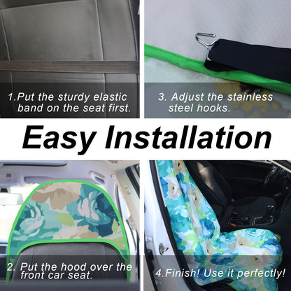 Zinytrae Sweat Towel Car Seat Cover Protector Front Seats for Gym Workout, Running, Swimming, Beach and Hiking, Waterproof Universal Seat Cover for Car, Truck, Van & SUV (Cyan Flower, 1pcs)