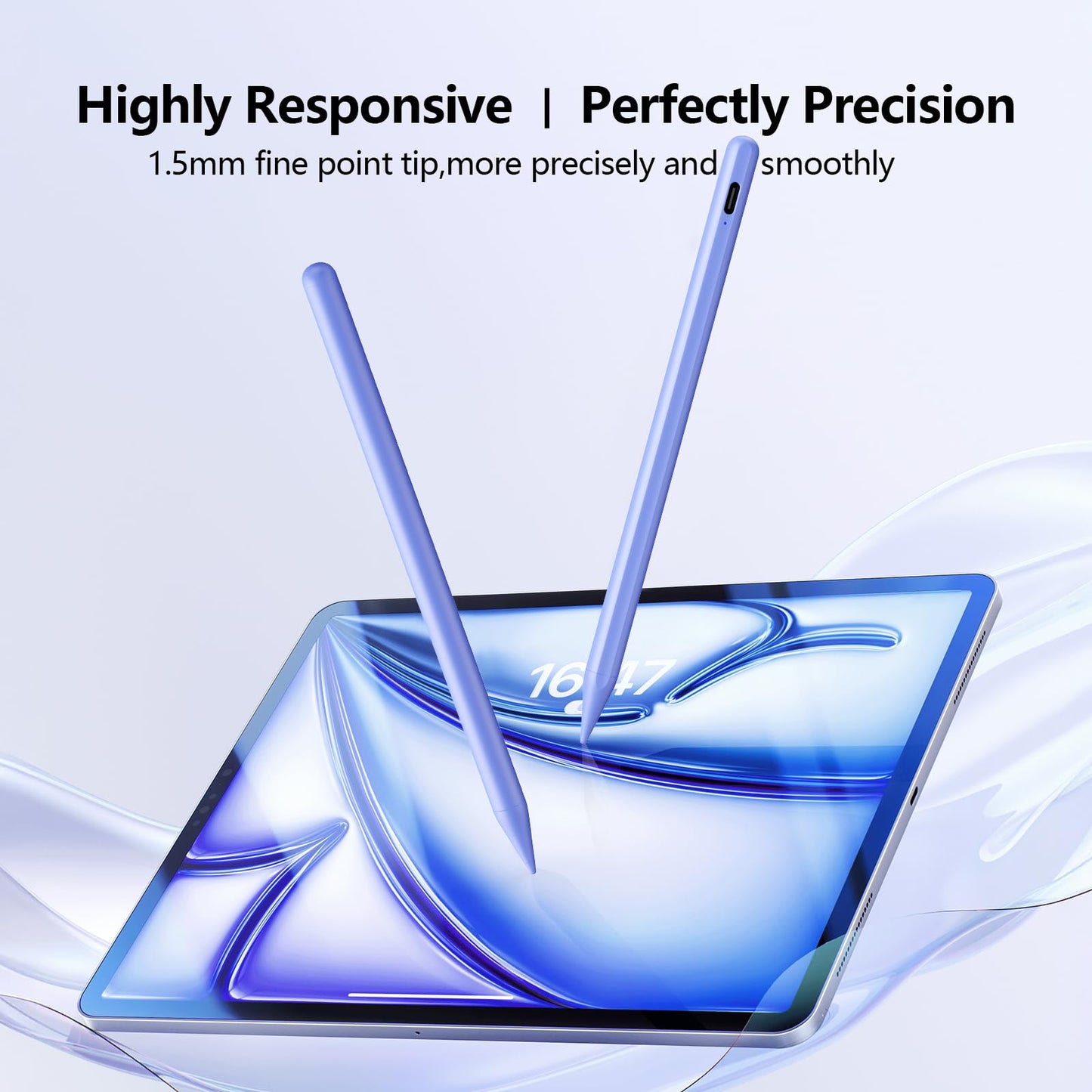 Stylus Pen for iPad 6th-11th Generation-2X Fast Charge Active Pencil Compatible with 2018-2026 Apple iPad Pro 11"/12.9"/M4, iPad Air 3/4/5/M2/M3/M4,iPad mini 5/6/7 Gen-Purple