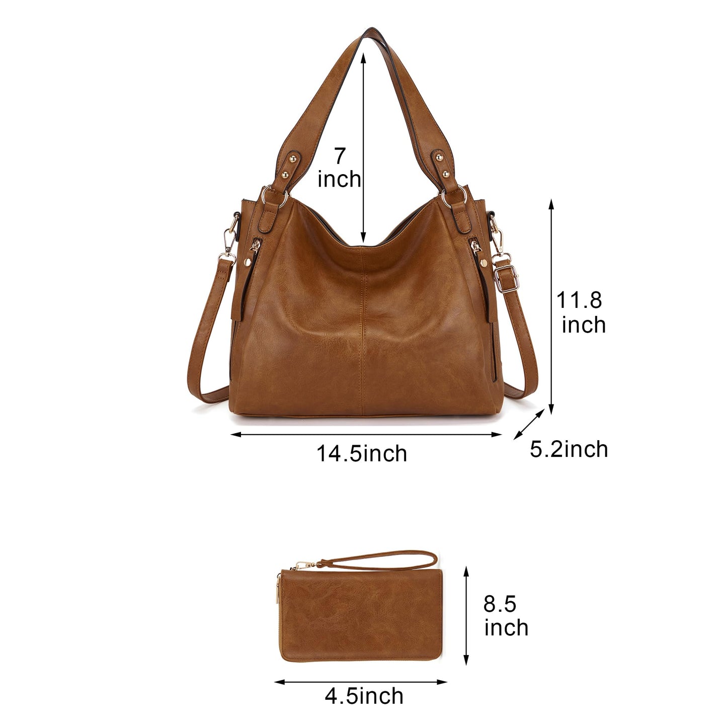 TOVAXY Women's Hobo Handbags Crossbody Bags Ladies Tote Shoulder Bags Purses and Wallet Set 2pcs