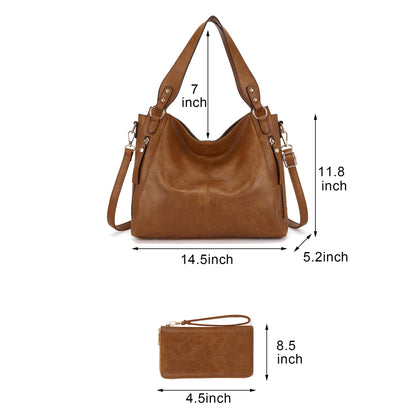 TOVAXY Women's Hobo Handbags Crossbody Bags Ladies Tote Shoulder Bags Purses and Wallet Set 2pcs