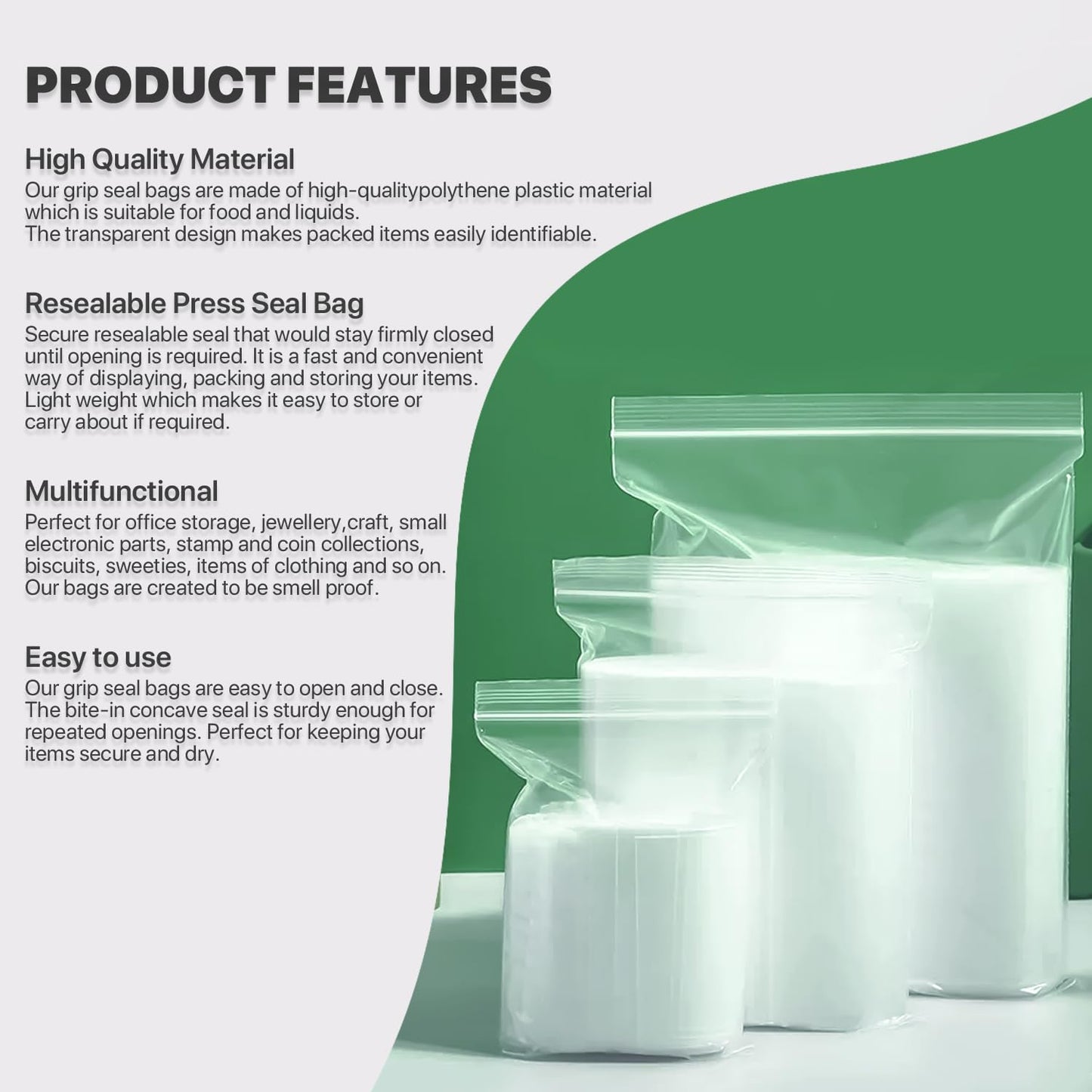 100-Count, (2" x 3") - 4 Mil Thickness Clear Zipper Reclosable Bag, Zip Bags, Ultra Heavy Duty Lock Seal Poly Plastic Bags for Prints, Photos, Documents, Clothing, T-Shirt