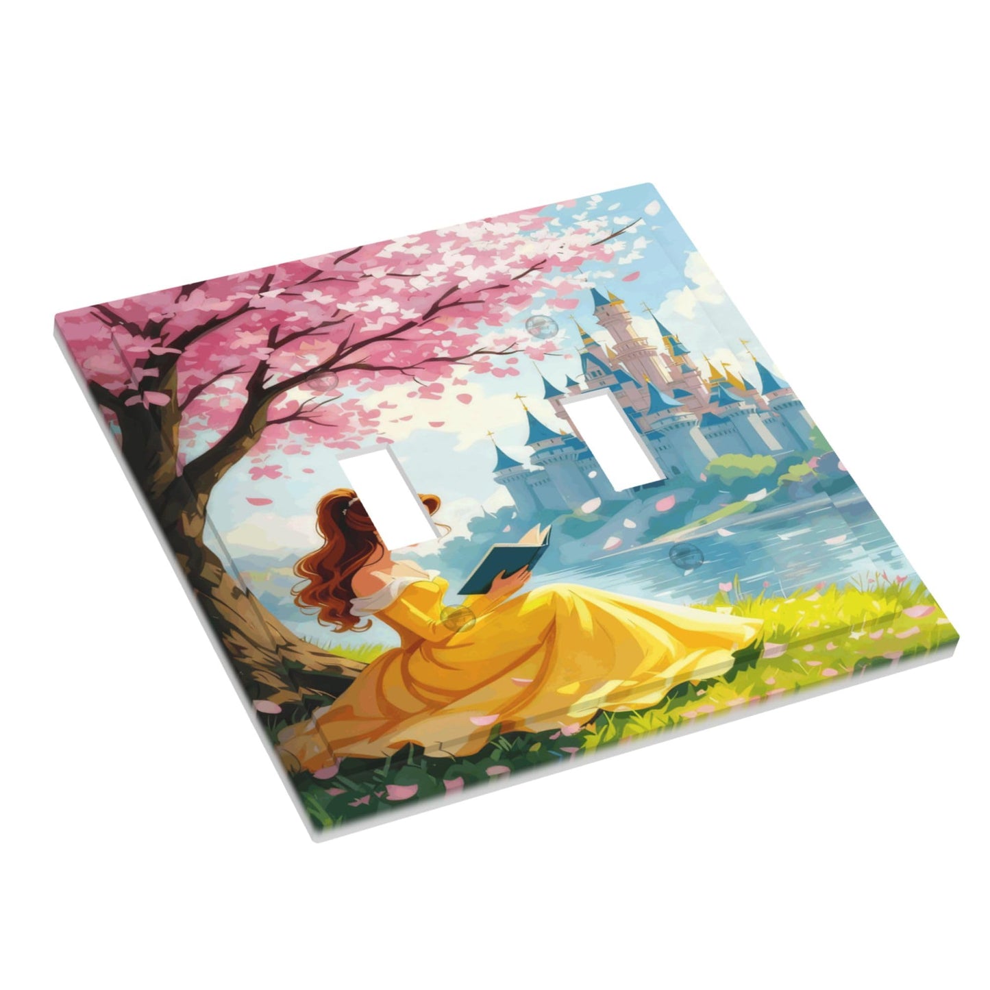Decorative Art Light Switch Covers Beauty Reading by Castle 2 Gang Double Toggle Wall Plate Decorative Switchcover Electrical Switchplate for Home Decor