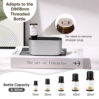 Waterless Diffuser for Essential Oil, Battery Operated Scent Air Aromatherapy Diffuser, Mini Aroma Diffusers with 3 Intermittent Mist Modes, Cycle Start, for 400 sq.ft Room Home Office Bedroom