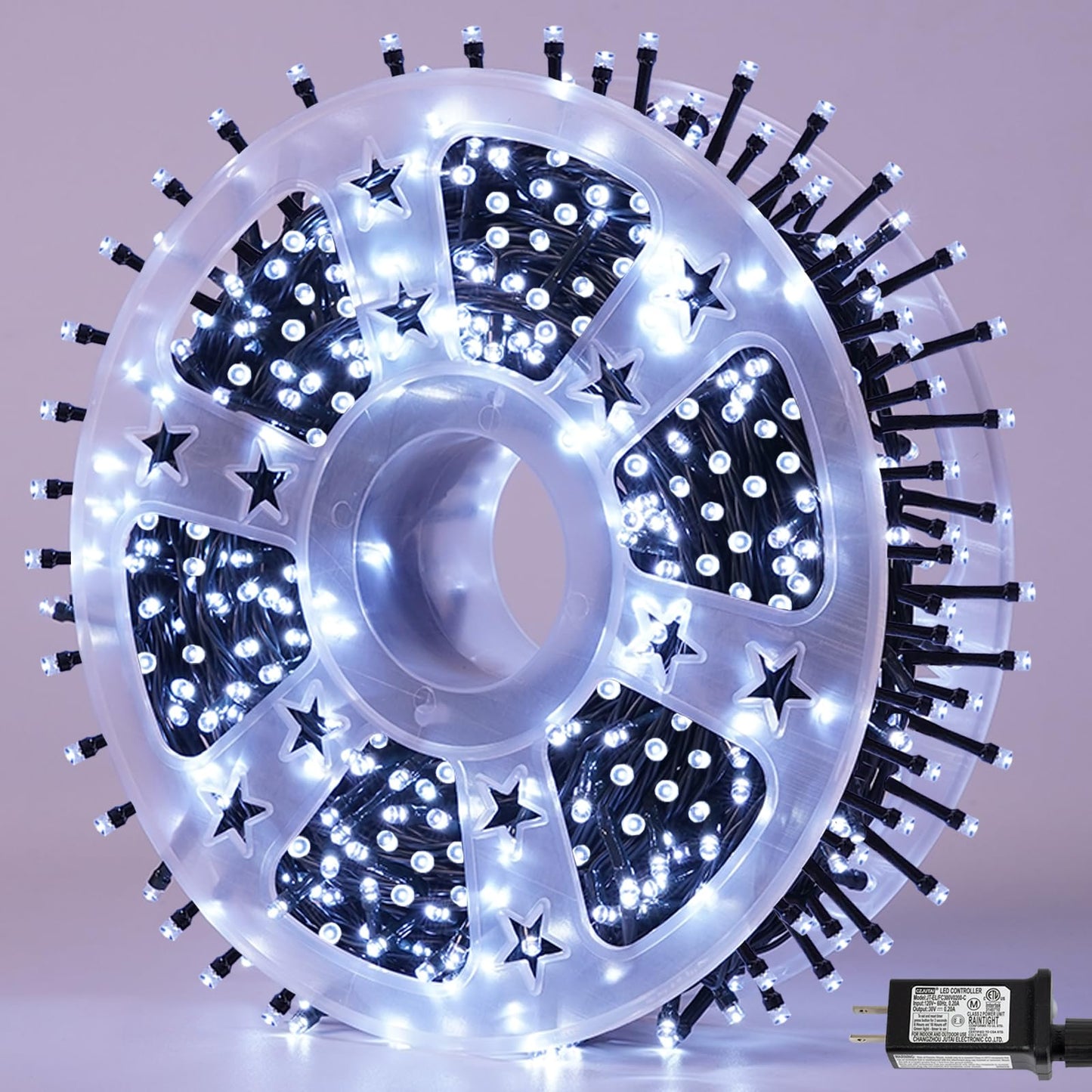 QITONG 500LED White String Lights, 165ft Christmas Lights Outdoor Waterproof with Plug in, Green Wire Twinkle Tree Lights Indoor with 8 Modes