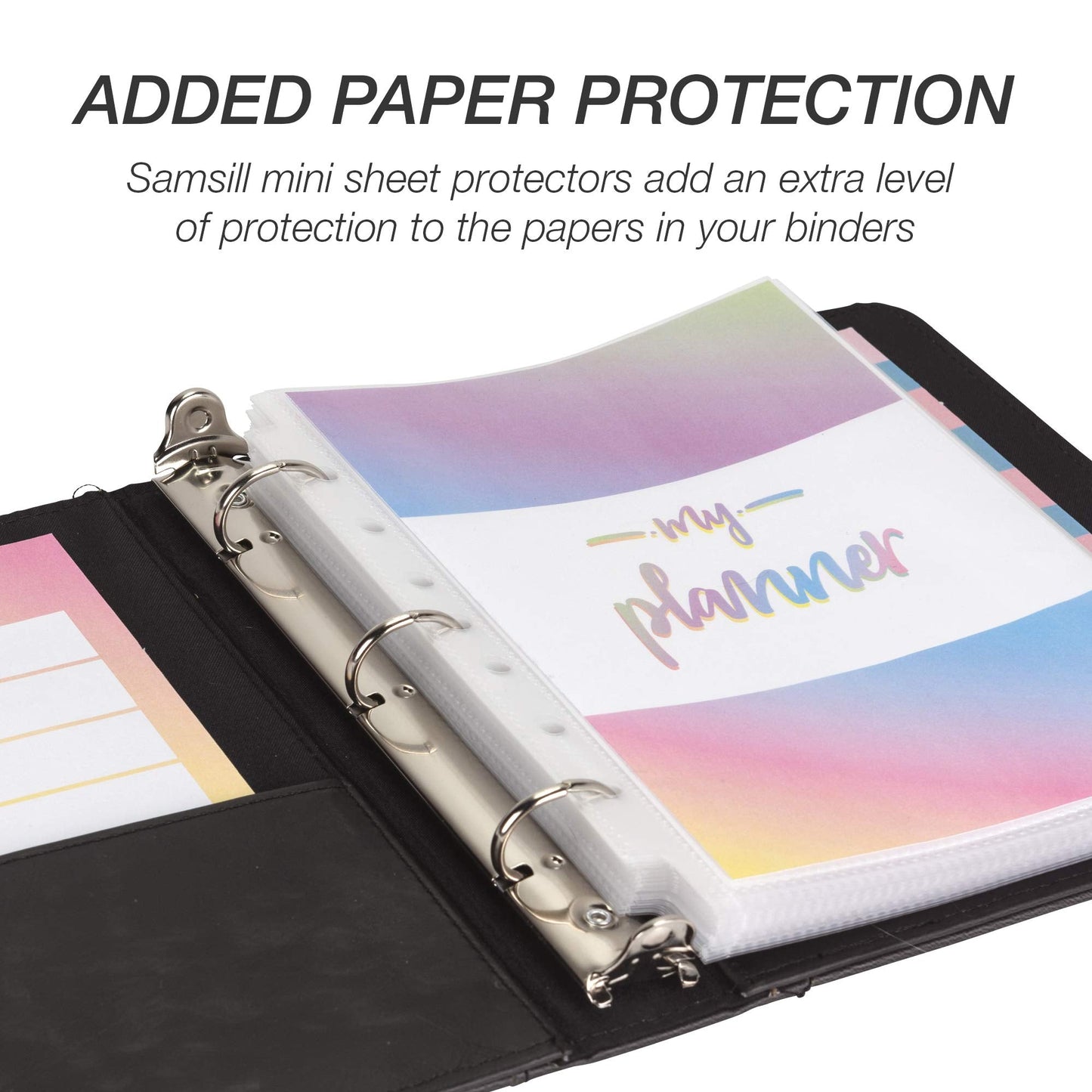Samsill Vintage Leather Mini 3 Ring Binder 1 Inch Round Ring (Holds 200 Sheets), 5.5 x 8.5 Inch Documents, Professional Organizer, Planner, Notebook, Black