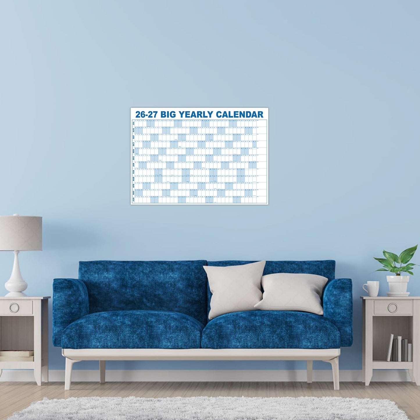 2026-2027 Dry Erase Wall Calendar - July 2026- June 2027, 35.2" x 50", Extra Large Yearly Wall Calendar 2026-2027, 12-Month Note Section & 365 Daily Block, 10 Round Stickers, Perfect for Home, Office and School