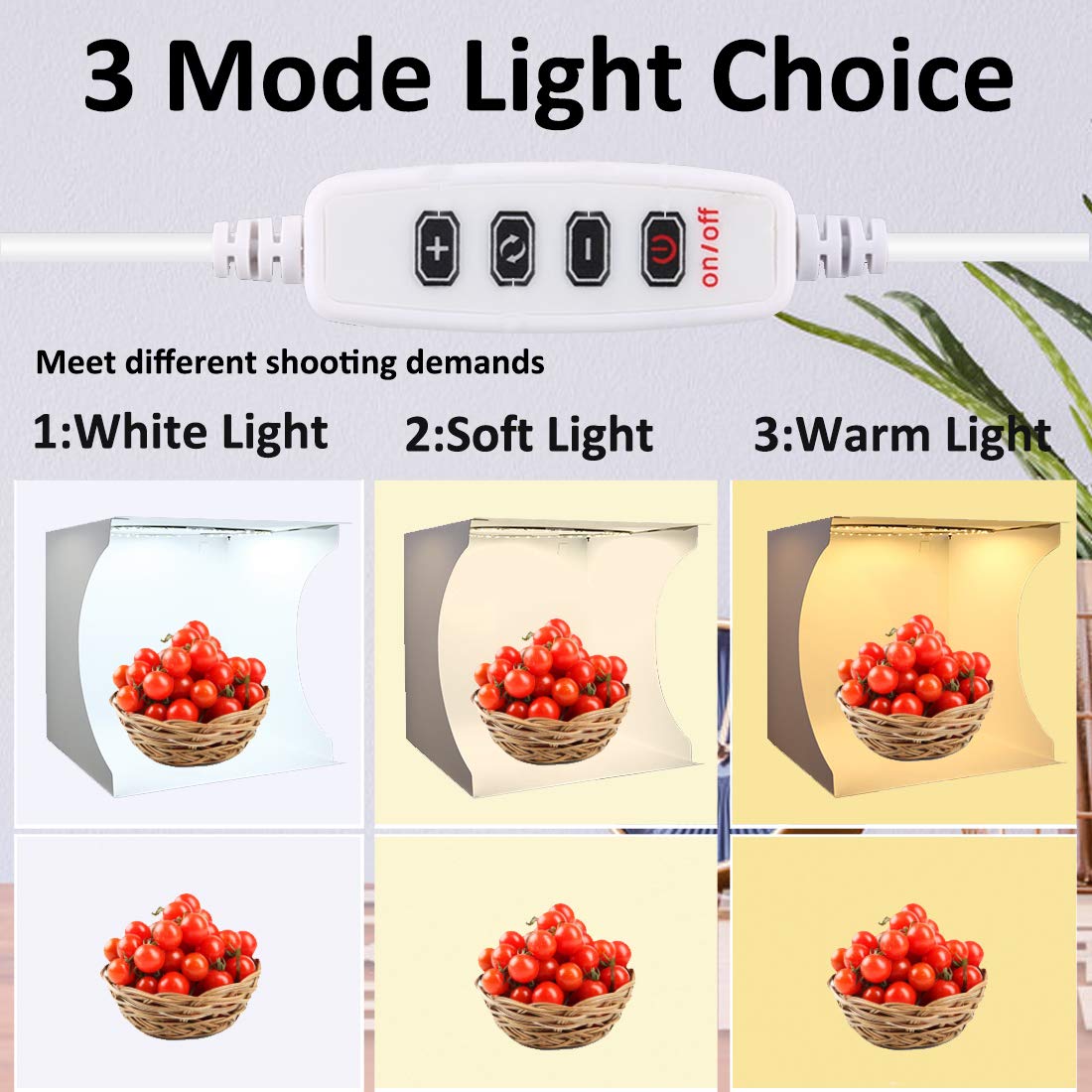 Photo Studio Light Box Kit 12x12 Inch, Folding Lightbox for Small Product Photography, 128 LED Adjustable Lighting, Portable Shooting Tent with 3 Light Colors & 6 Backgrounds