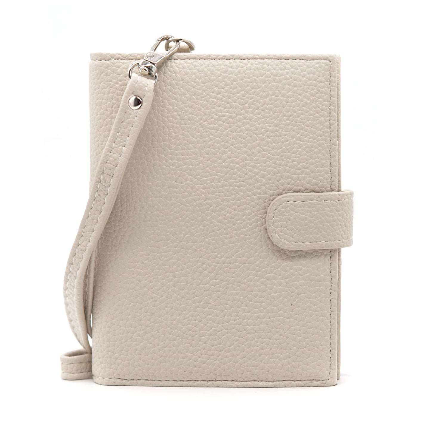 Long Keeper Passport Holder for Women Men PU Leather Anti-theft Wallet with Card Holder Slim Travel Neck Pouch with Lanyard (Beige)