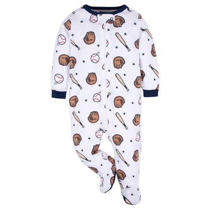Gerber Baby Boy's 4 Pack Sleep 'N Play Footie, Sports Blue, 6-9 Months