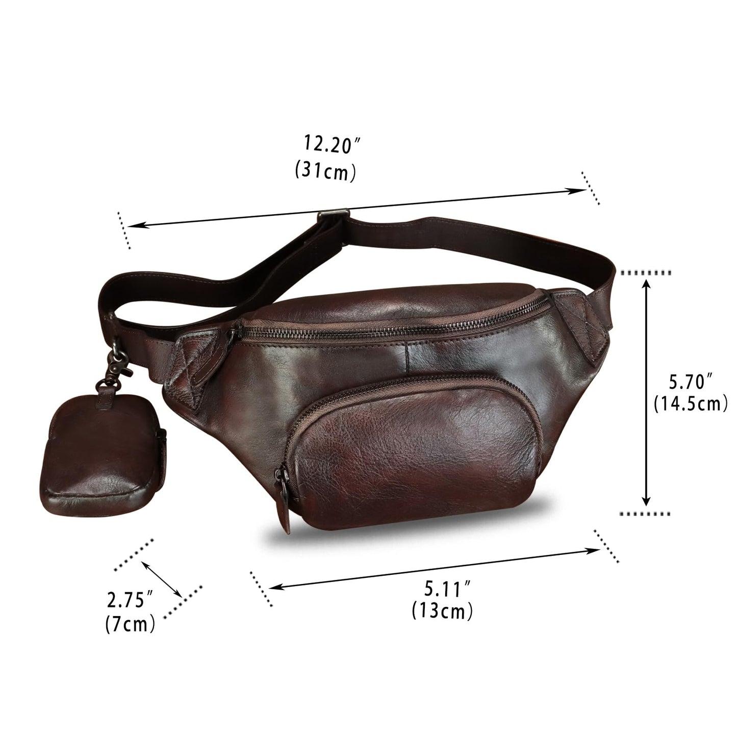 LRTO Genuine Leather Waist Bag Hip Bag Fanny Packs for Women and Men Real Leather Fanny Bag Sling Bag Crossbody Bags Chest Purses (Coffee), LRTO-77481