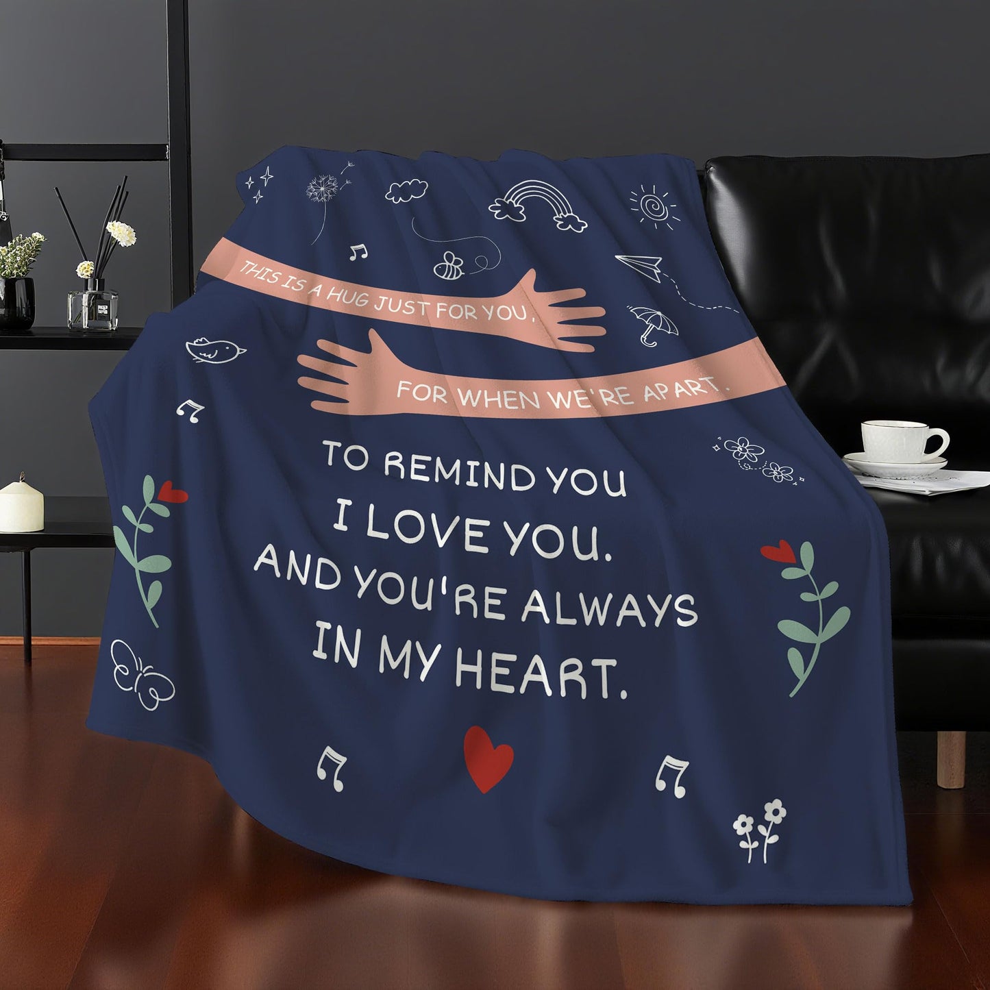 AprOcean This is a Hug just for You for When We're Apart to Remind You I Love You and You're Always in My Heart Blanket for Women Men Mom Dad Sister Birthday Reminder Throw Blanket Present(a)