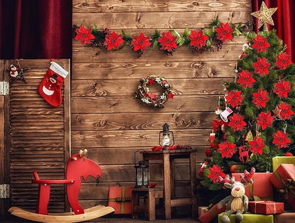 RECUTMS 10 PCS Red Glitter Poinsettia Flowers Christmas Tree Ornaments Fake Christmas Flowers Artificial Christmas Flowers Decorations Wedding Xmas Tree New Year Ornaments Wreath Decoration(Red)
