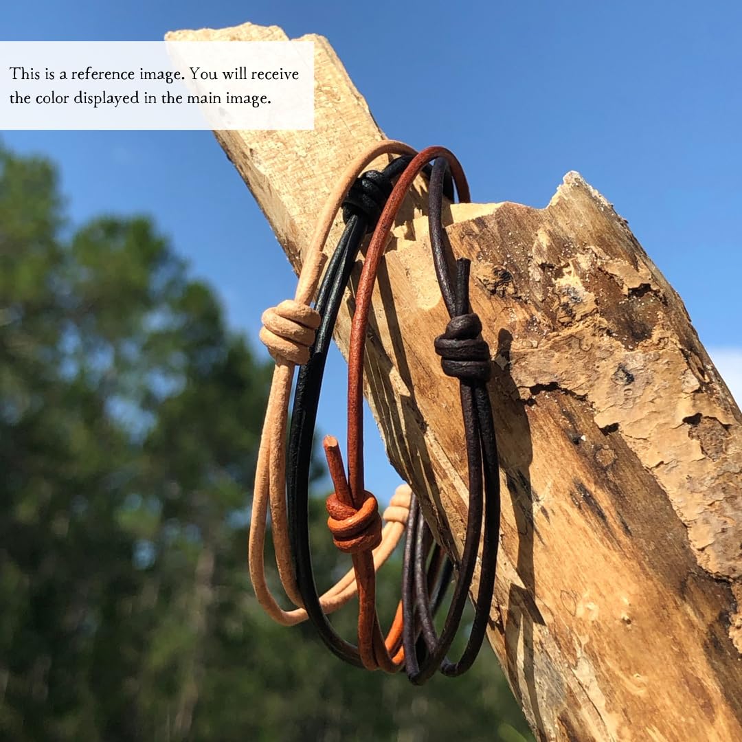 2 mm Men Genuine Leather Bracelet - Handmade Adjustable Cuff, Mens Minimalism Leather Wrap Wristband, Simple Accessories, Premium Leather, Women Gift To Boyfriend, Pulsera Hombre (Distressed)