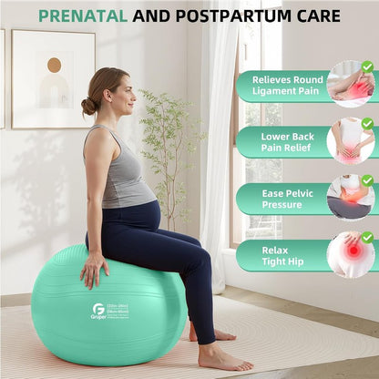 Yoga Ball - Extra Thick Non-Slip Exercise Ball for Workout, Balance & Pregnancy | 4 Sizes with Quick Pump & Guide