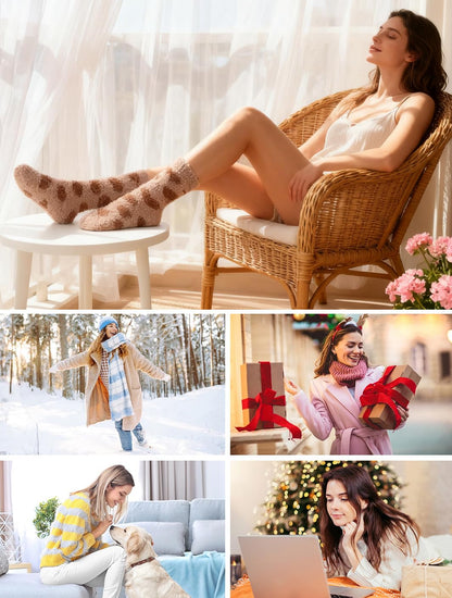 Horuru Fuzzy Socks Gifts for Women Fluffy Cozy Slipper Socks Fall Womens Birthday Gifts for Christmas
