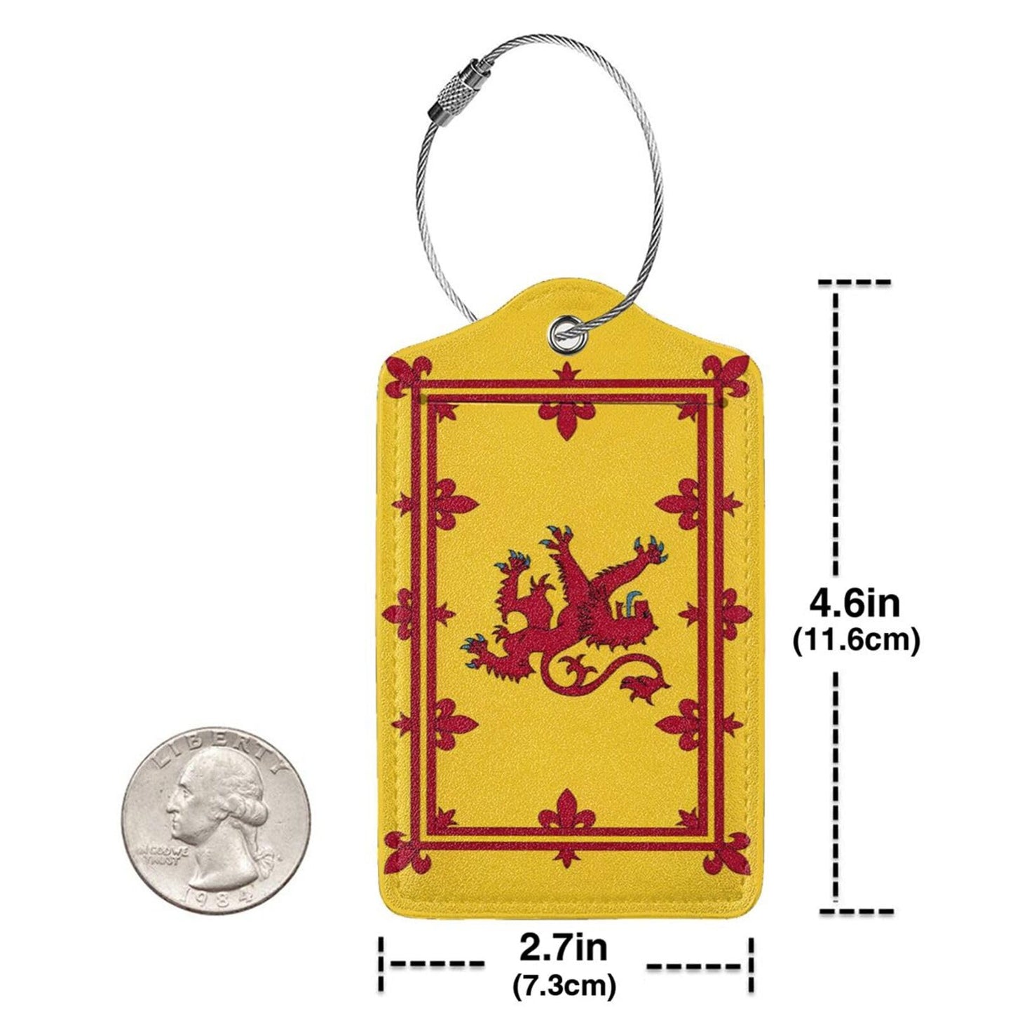 Scotland Rampant Lion Luggage Tag with Stainless Steel Loop Privacy Cover Id Label for Travel Bag Suitcase 2 Pcs