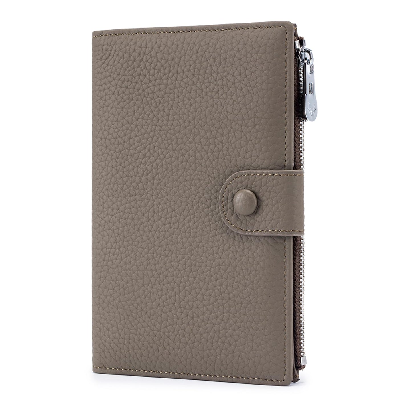 Genuine Leather RFID Blocking Passport Holder Wallet, Multi-Functional Travel Document Organizer with Zipper Pocket, Includes SIM Card Ejector Pin (Dark Khaki)