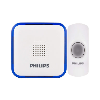 Philips Wireless Doorbell Kit, Plug-In Reciever, 2 Push Buttons, 8 Melodies, 4 Volume Levels, 150 Ft Range, White, DES2280W/27