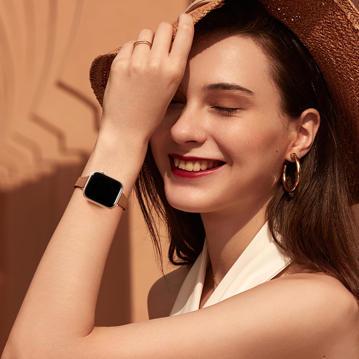 Charlam Slim Leather Band Compatible with Apple Watch Bands for Women 40mm 38mm 41mm 42mm 44mm 45mm 46mm, Top Grain Genuine Leather Strap Thin Wristband for iWatch Series 11 10 SE 9 8 7 6 5 4 3 2 1