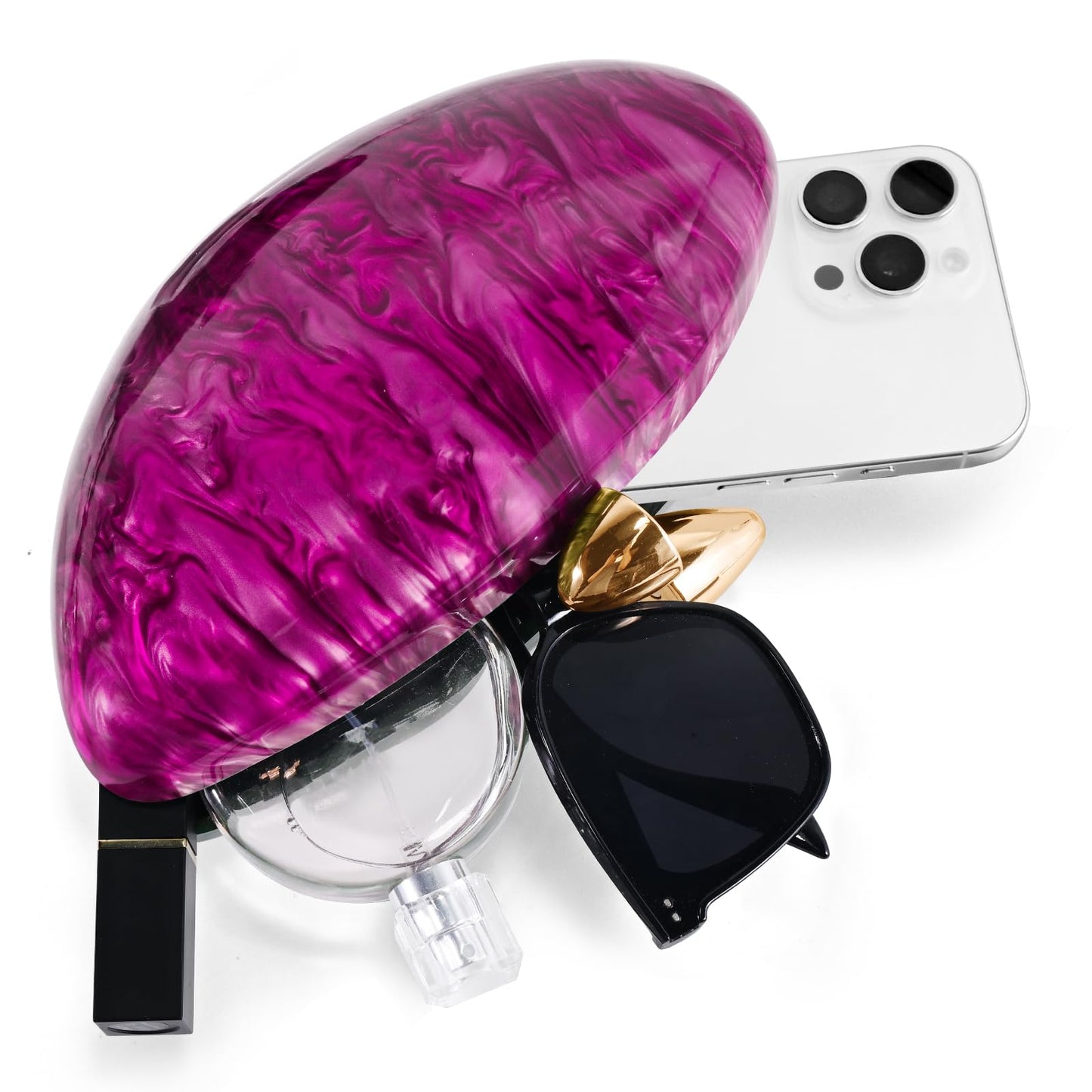 NEWROGENG Acrylic Shell Clutch Purse for Women, Marble Evening Bag with Magnetic Closure, Elegant Wedding Party Clutch Handbags, Marble Pink