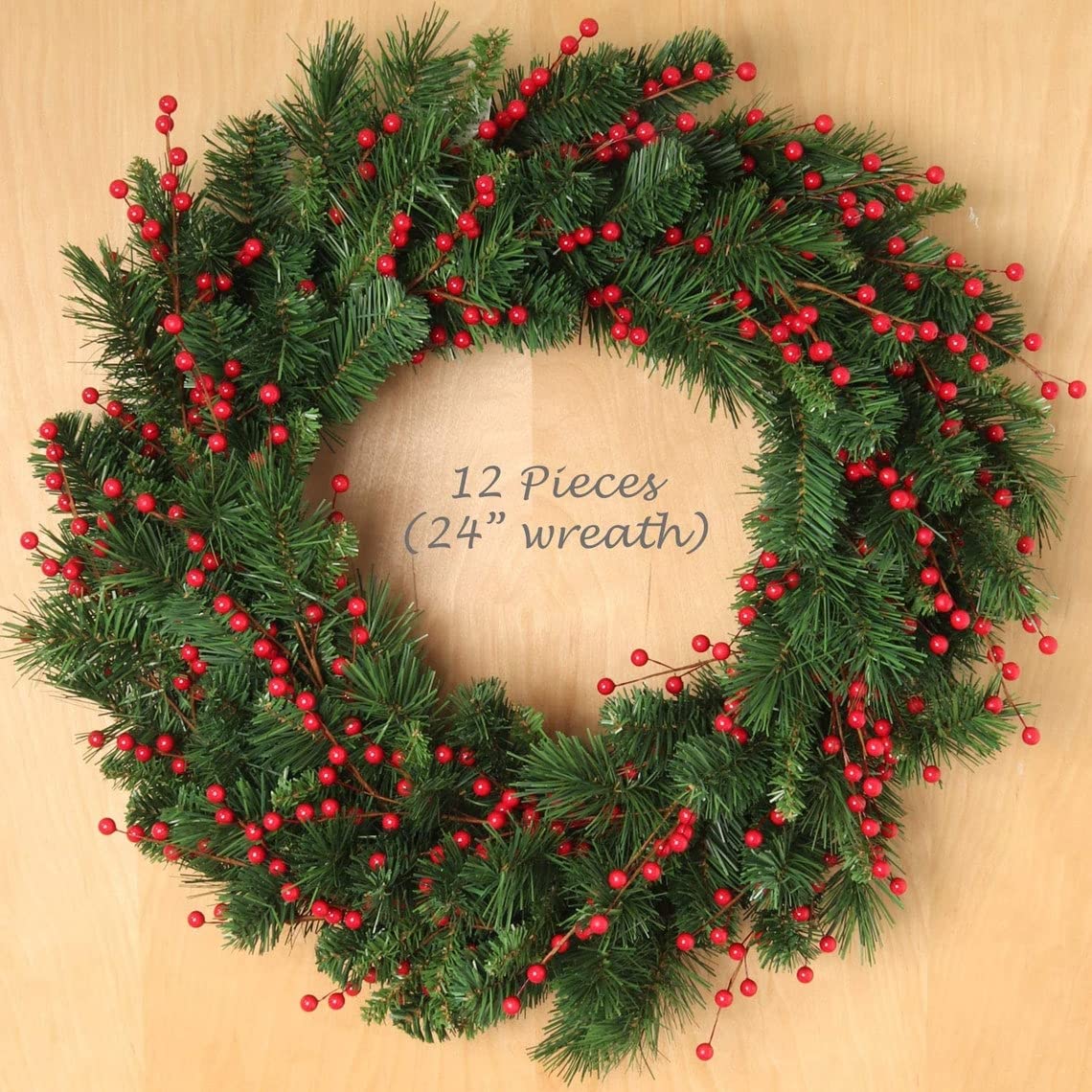 Larksilk 12-Pack 17" Red Berry Stems – Artificial Wired Holly Berry Picks for Christmas Wreaths, Centerpieces, Winter Weddings & Holiday Home Decor | Faux Red Berry Sprays & Crafts