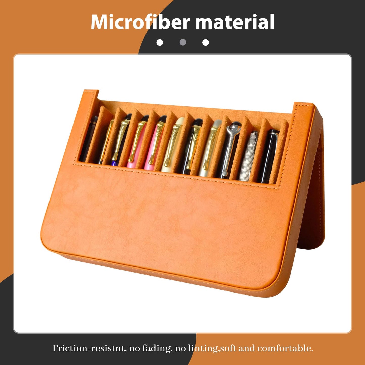 MIVLXLX Leather 12 Fountain Pen/Pencil Tray Case Organizer, Fashion Design, Handmade, Magnetic Closure with Drawer, Christmas Gift for Man/Woman/Office, 12 Slots(brown)