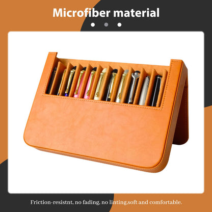 MIVLXLX Leather 12 Fountain Pen/Pencil Tray Case Organizer, Fashion Design, Handmade, Magnetic Closure with Drawer, Christmas Gift for Man/Woman/Office, 12 Slots(brown)
