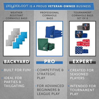 Play Platoon Professional Cornhole Bags Set of 8 - Regulation All Weather Double Sided Pro Corn Hole Bags - Sticky Side/Slick Side for Pro Cornhole Game - Stone Blue/Light Jade Bigfoot