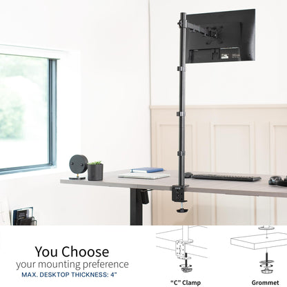 VIVO Extra Tall Single Monitor Desk Mount, 39 inch Pole VESA Stand for 13 to 32 inch Screens and up to 38 inch Ultrawides, Holds 22 lbs, Black, STAND-V011