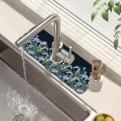 Blooming Lilies Kitchen Sink Splash Guard Faucet Mat Valley Lilies Flowers