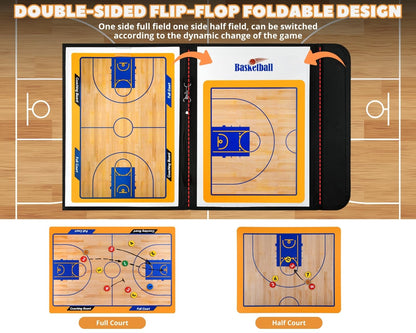 YCConcept Magnetic Basketball Coaching Board Coaches Clipboard Tactical Board Kit with Dry Erase Surface, Portable Strategy Coach Board