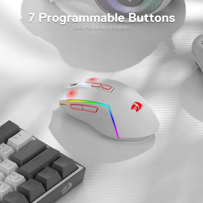 Redragon M693 Wireless Gaming Mouse, 8000 DPI Mice w/ 3-Mode Connection, BT & 2.4G Wireless, 7 Macro Buttons, Reliable Power Capacity for PC/Mac/Laptop
