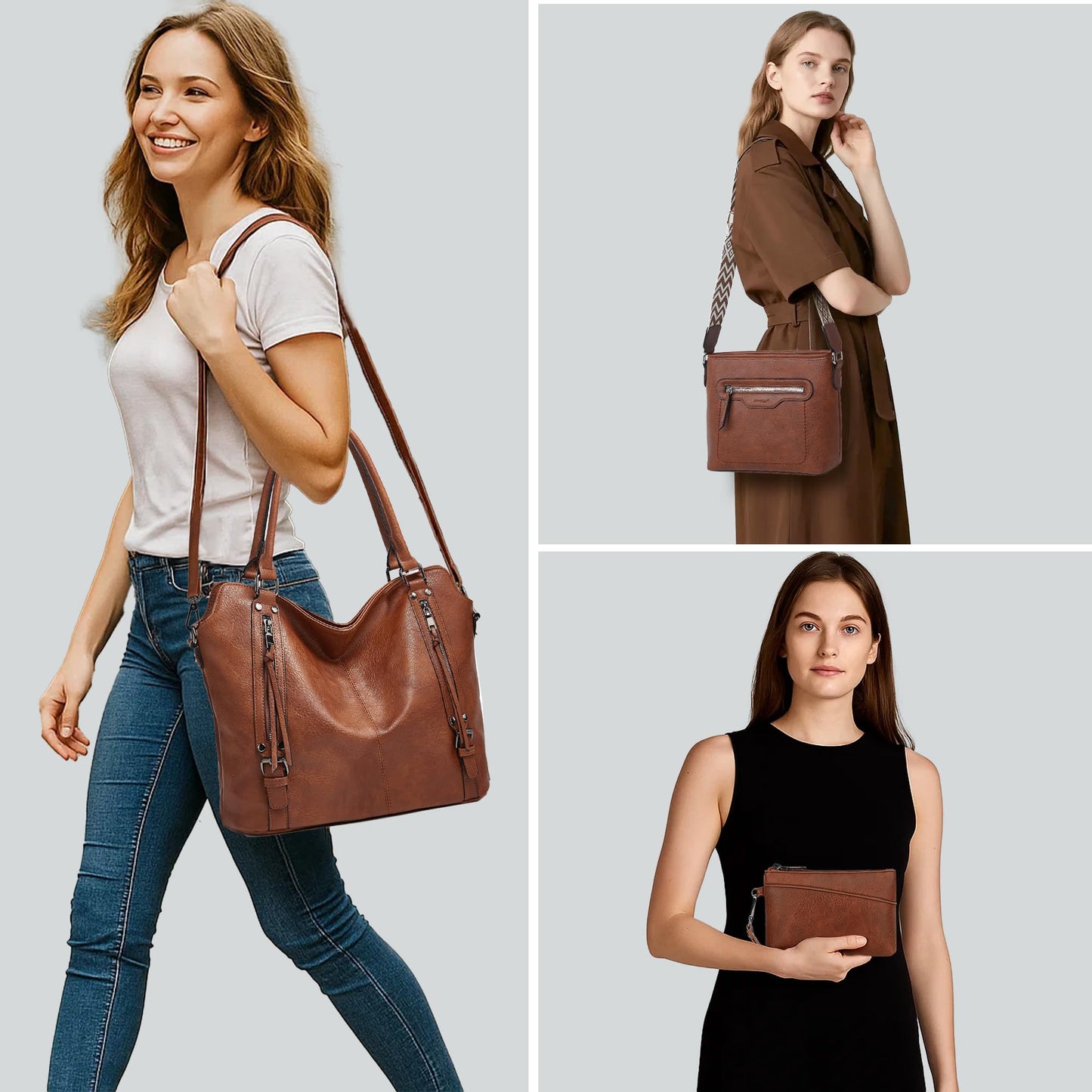 TANTOMI Tote Handbags for Women, Purse Crossbody Large Leather Purse Shoulder Handbags with Wallet Adjustable Straps