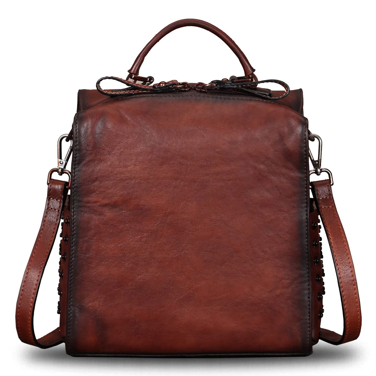 Genuine Leather Backpack for Women Convertible Satchel Rucksack Casual Crossbody Daypack Shoulder Bag Handbag Purse Medium