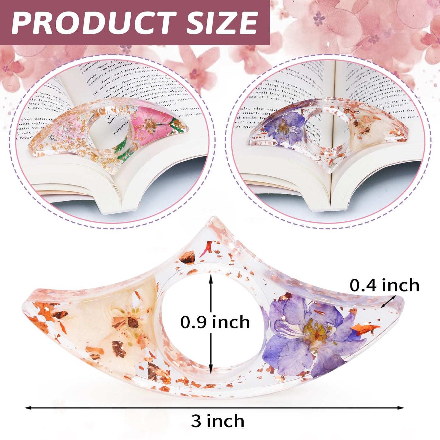 Book Page Holder, Kaluofan 2PCS Thumb Book Page Holder, Book Accessories for Reading Lovers, Handmade Dried Flower Book Opener Holder Thumb, Meaningful Gifts for Book Lovers Teachers Students