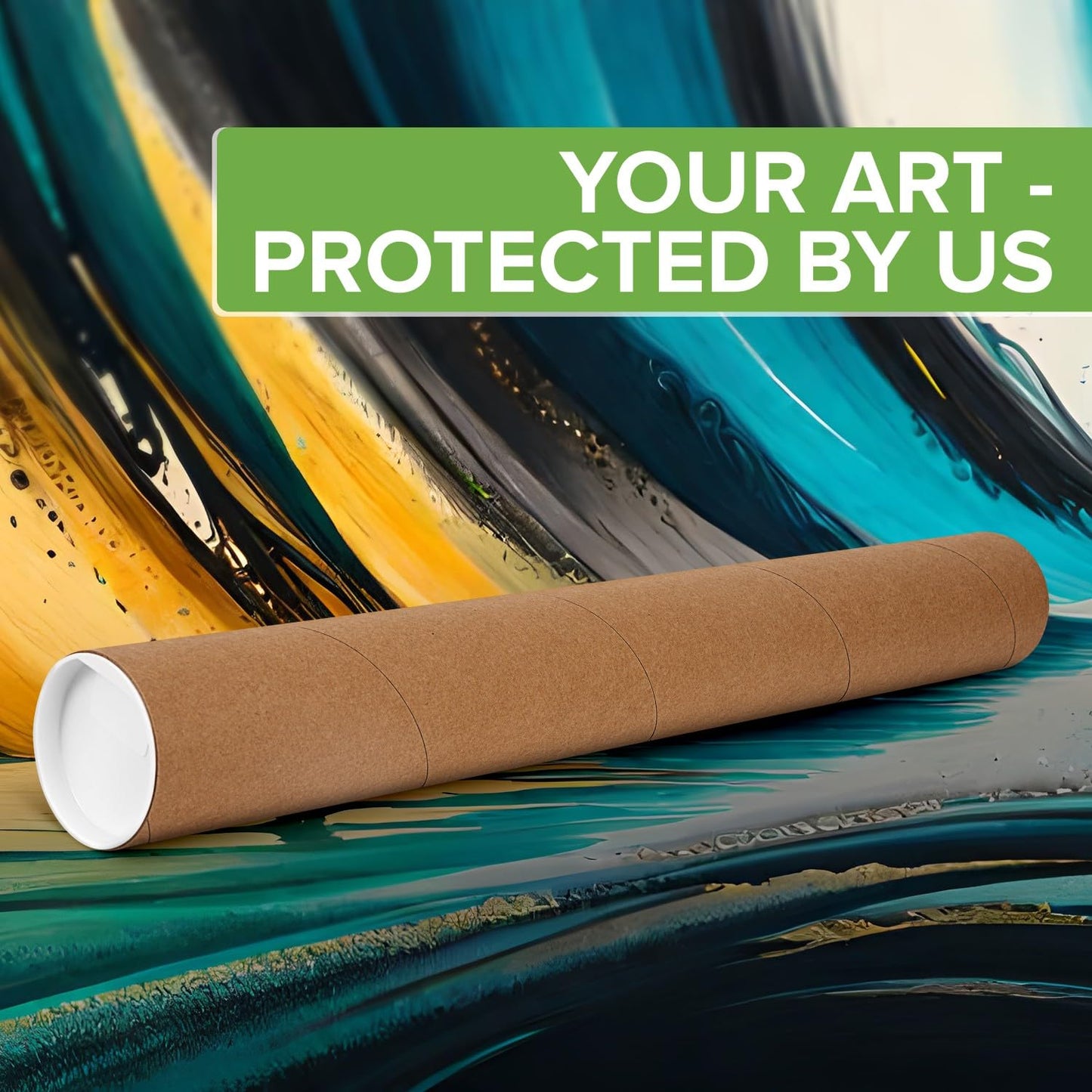 3" x 24" Reinforced Kraft Paper Mailing Tube, Pack of 2 Tubes with 4 Caps – Secure USPS Approved Poster Tube – Made in USA Cardboard Tube for Shipping and Storing Posters, Prints, Artwork