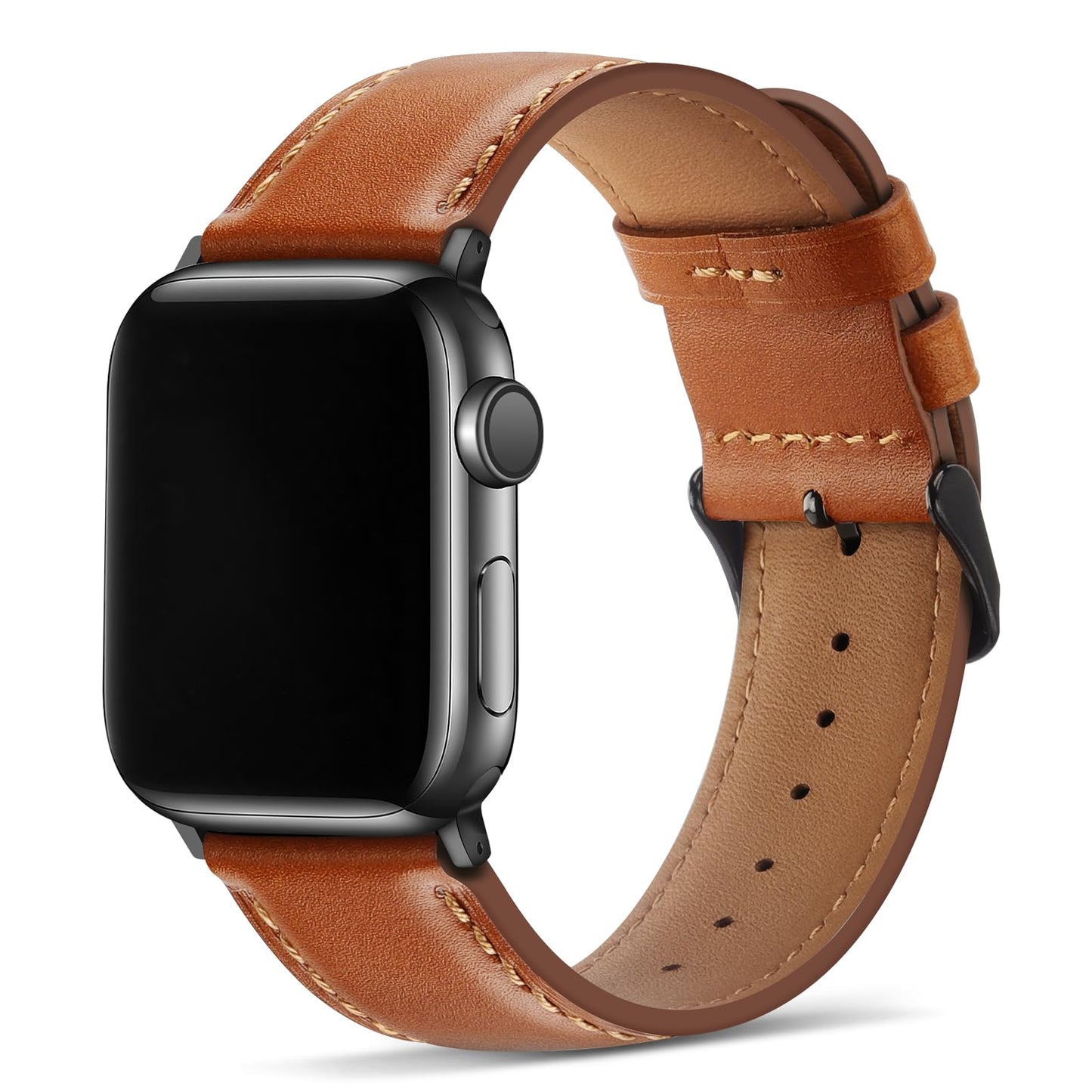 Tasikar Bands Compatible with Apple Watch Band 49mm 46mm 45mm 44mm 42mm Genuine Leather Replacement Straps Compatible with Apple Watch Ultra 3 2 1 SE Series 11 10 9 8 7 6 5 4 3, Classic Brown