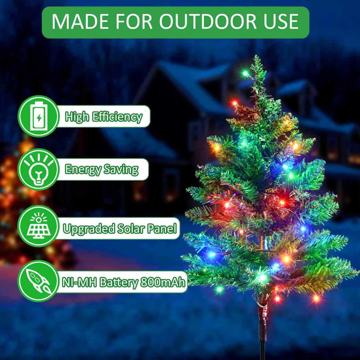 Windpnn Upgraded 6-Pack 120 LED Solar Christmas Garden Stake Lights, Outdoor Waterproof Solar Xmas Tree Yard Stake Christmas Pathway Lights for Christmas Decorations Garden Yard Lawn Pathway (8 Modes)