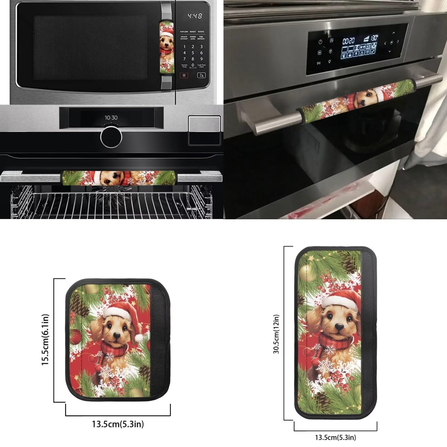 Yatixapu Refrigerator Handle Covers 6PCS, Christmas Dog Kitchen Appliance Handle Covers, Keep Your Fridge Microwave Oven Stove or Dishwasher Clean, Stains Dirty Oils, Kitchen Decor