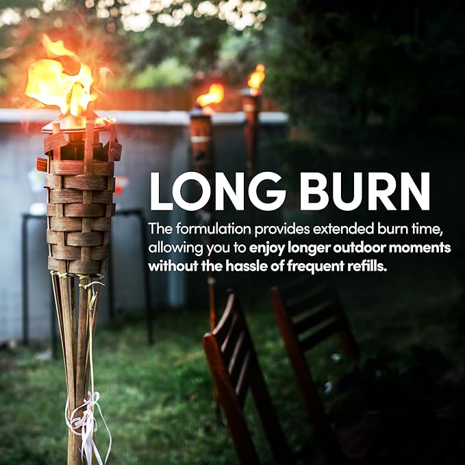 Smart Fuel Citronella Torch Fuel - Clean Burning, Biodegradable Formula with Extended Burn Time, Ideal for Oil Lamp, Tiki Torches for Outside Gatherings – 1 Gallon, Pack of 2
